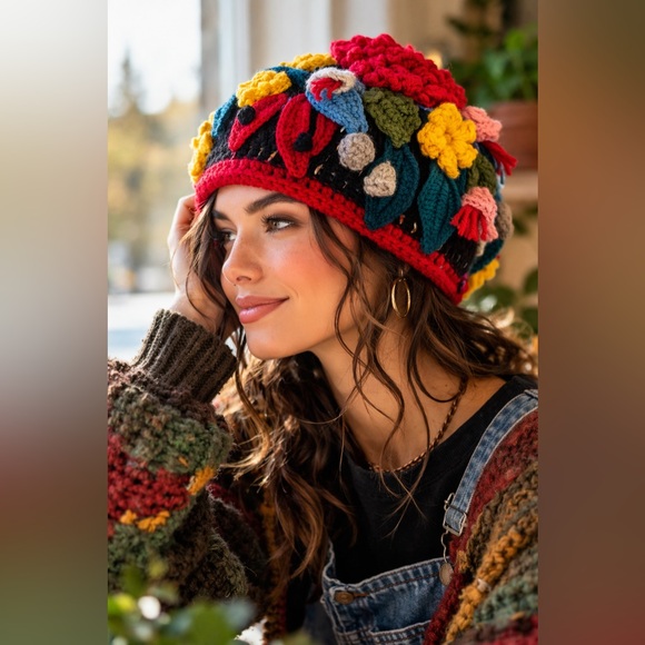 Source Unknown Accessories - Artisan Handmade Underwater/Sea Creature Knit Boho Beanie